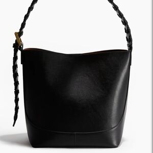 H&M Black Leather Hobo Bag with Braided Strap
